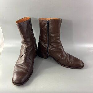 Vintage YSL Men's Brown Leather Ankle Boots, Size 9.5 (US 10.5)